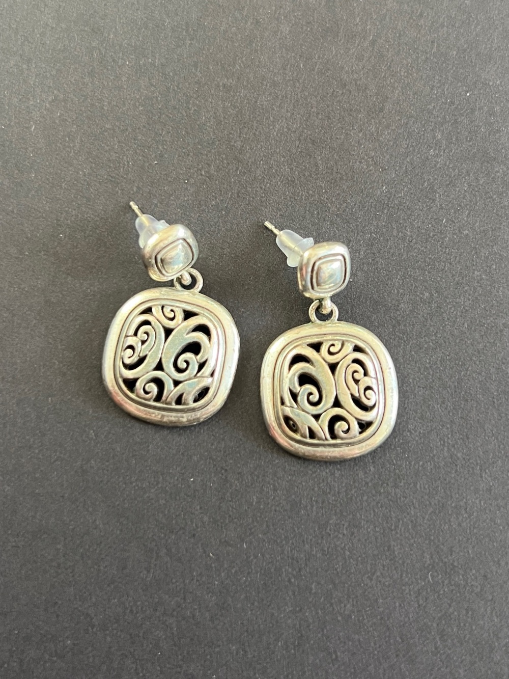 Brighton silver scroll dangle earrings